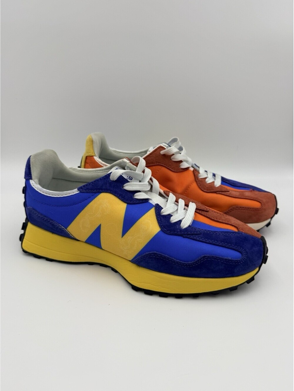 New Balance 327 Marine Blue Orange Sneaker Shoe MS327LAA Men's 8